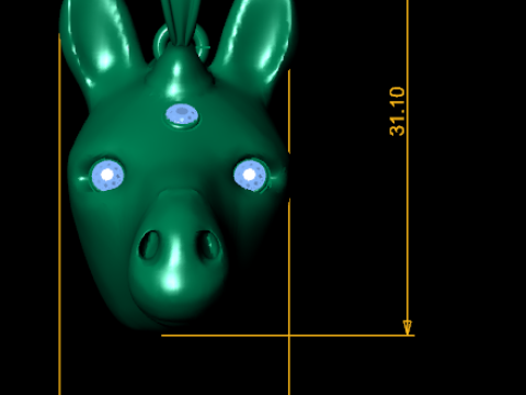 황금 삼중 보석 생물 펜던트 3D 프린트 모델