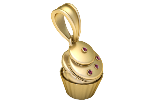 Goldener Cupcake-Charm-Anhänger 3D Druckmodell