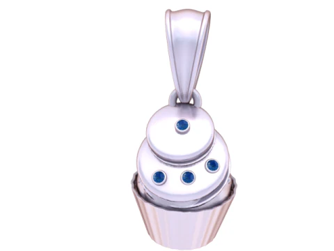 Golden Cupcake Charm Pendant 3D Print Model