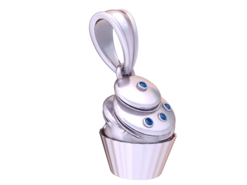 Golden Cupcake Charm Pendant 3D Print Model
