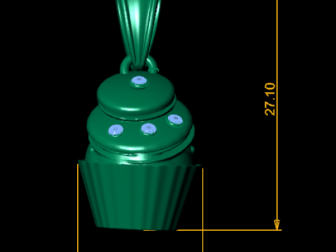 Goldener Cupcake-Charm-Anhänger 3D Druckmodell