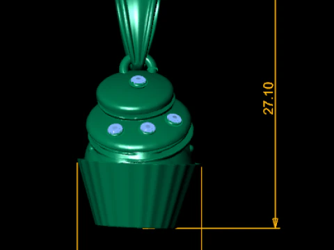 Golden Cupcake Charm Pendant 3D Print Model