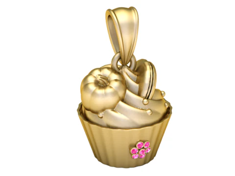 골든 디럭스 컵케이크 펜던트 3D 프린트 모델