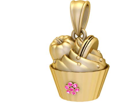Ciondolo cupcake dorato deluxe Modello di stampa 3D