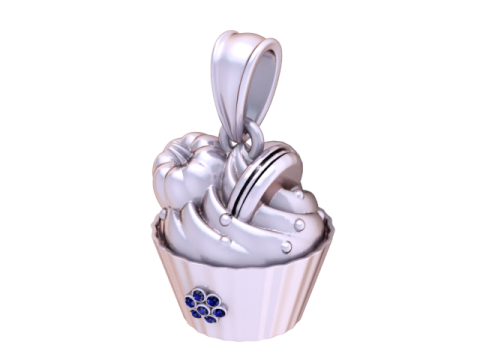Ciondolo cupcake dorato deluxe Modello di stampa 3D