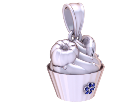 Ciondolo cupcake dorato deluxe Modello di stampa 3D