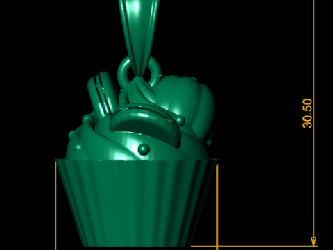 Ciondolo cupcake dorato deluxe Modello di stampa 3D