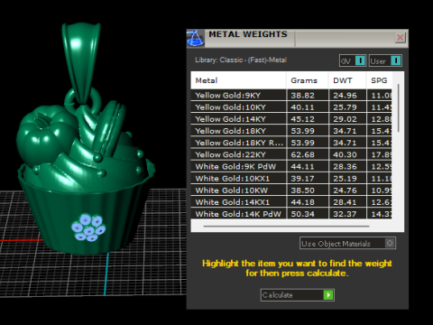 Ciondolo cupcake dorato deluxe Modello di stampa 3D