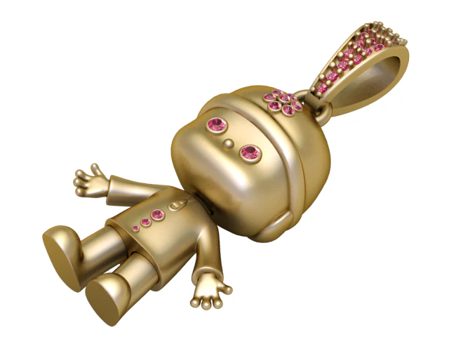 Golden Cute Doll Pendant 3D Print Model .c4d .max .obj .3ds .fbx .stl .blend 