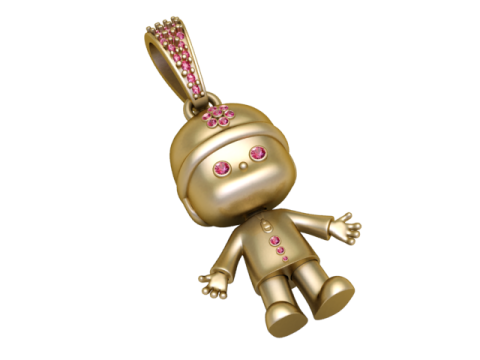 Золотая милая кукла-подвеска 3D Принт Модель