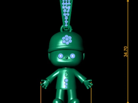 Golden Cute Doll Pendant 3D Print Model