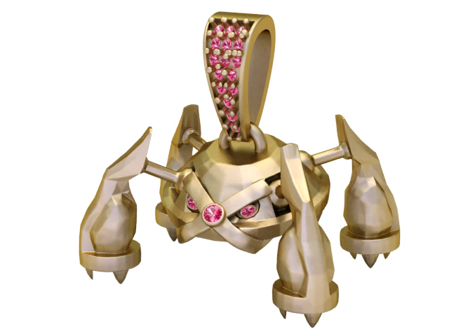 Golden Mecha Beast Pendant 3D Print Model .c4d .max .obj .3ds .fbx .stl .blend 