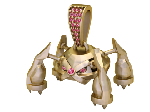 金色机甲兽吊坠 3D 打印模型