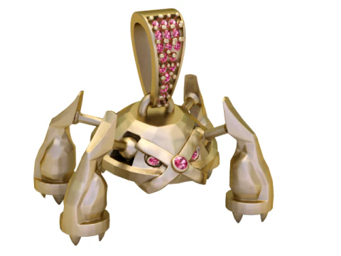Golden Mecha Beast Pendant 3D Print Model