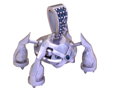 Altın Mecha Canavarı Kolye 3D Baskı Modeli