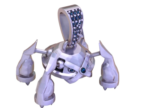 Golden Mecha Beast Pendant 3D Print Model