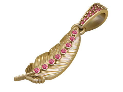 Colgante de pluma de gema dorada Modelo de impresión 3D