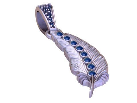 Liontin Bulu Permata Emas Model Cetak 3D