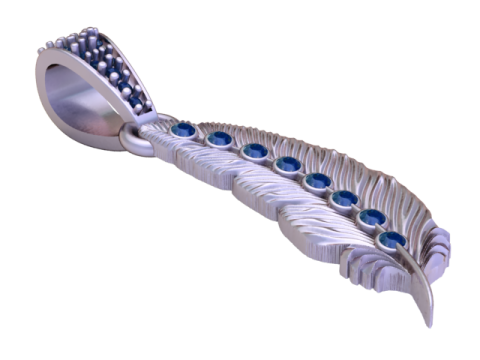 Liontin Bulu Permata Emas Model Cetak 3D