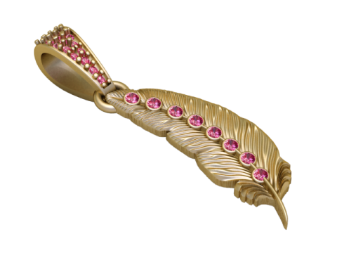 Liontin Bulu Permata Emas Model Cetak 3D