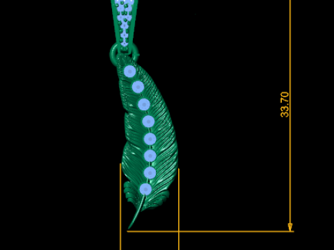 Liontin Bulu Permata Emas Model Cetak 3D