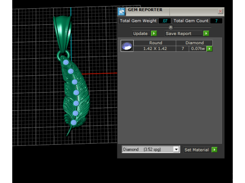 Liontin Bulu Permata Emas Model Cetak 3D