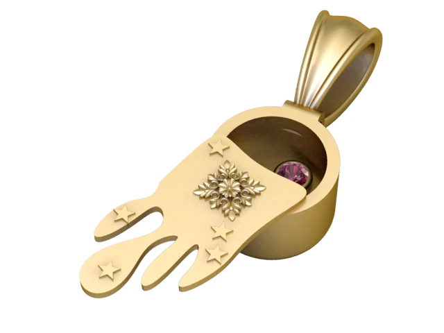 Golden Secret Hand Pendant 3D Print Model .c4d .max .obj .3ds .fbx .stl .blend 