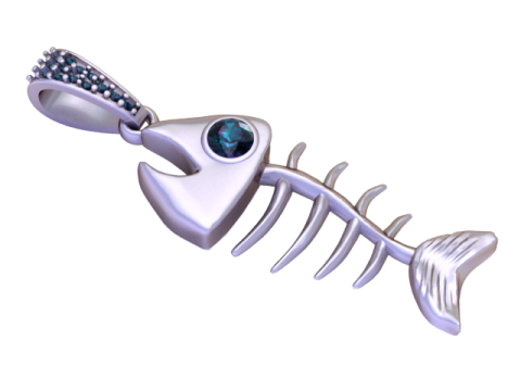 Goldener Fischgräten-Anhänger 3D Druckmodell