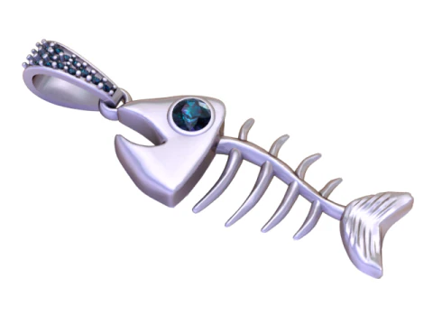 Golden Fishbone Pendant 3D Print Model
