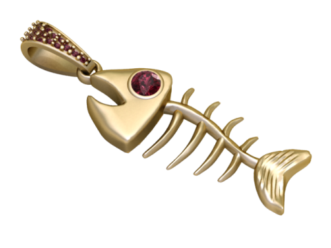 Goldener Fischgräten-Anhänger 3D Druckmodell