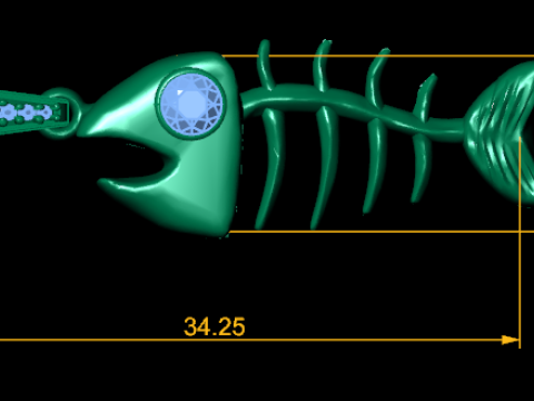 Goldener Fischgräten-Anhänger 3D Druckmodell