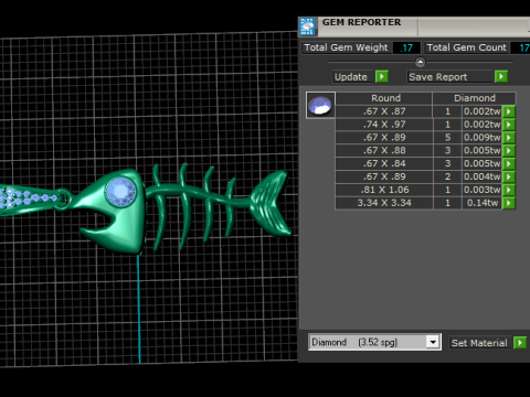 Goldener Fischgräten-Anhänger 3D Druckmodell