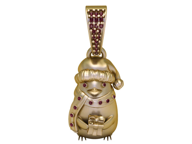 Golden Winter Penguin Pendant 3D Print Model .c4d .max .obj .3ds .fbx .stl .blend
