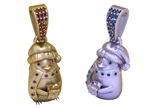 Golden Winter Penguin Pendant 3D Print Model