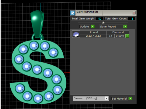 Goldene Alphabet-Halskette mit S-Anfangsanhänger und Rubin-Edelsteinen 3D Druckmodell