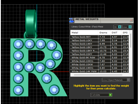 R Initial Gold Pendant Ruby Stone Alphabet Necklace 3D Print Model