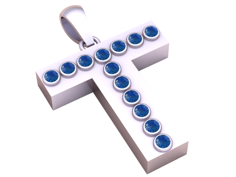 T 이니셜 골드 펜던트 루비 스톤 알파벳 목걸이 3D 프린트 모델