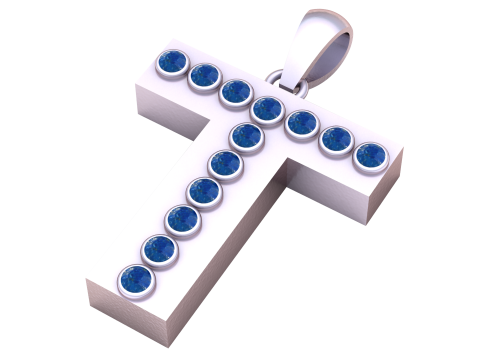 T 이니셜 골드 펜던트 루비 스톤 알파벳 목걸이 3D 프린트 모델