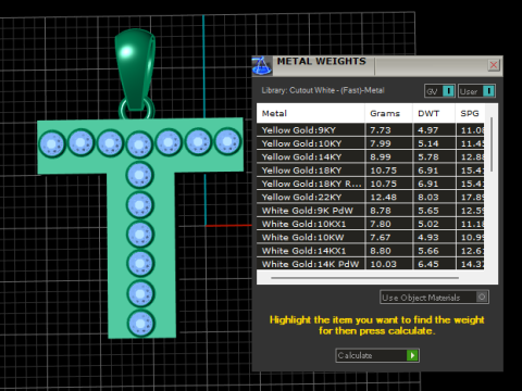 T 이니셜 골드 펜던트 루비 스톤 알파벳 목걸이 3D 프린트 모델