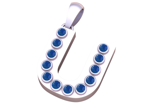 U-Initial-Goldanhänger mit Rubinstein, personalisierte Alphabet-Halskette 3D Druckmodell