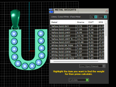 U Initial Gold Pendant Ruby Stone Personalized Alphabet Necklace 3D Print Model