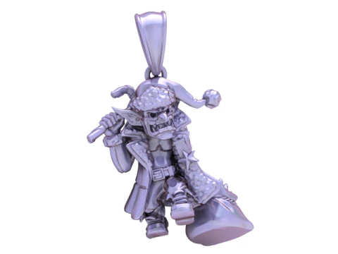 Golden Goblin Santa Pendant 3D Print Model