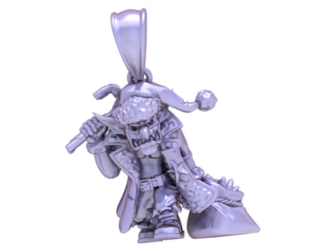 Golden Goblin Santa Pendant 3D Print Model