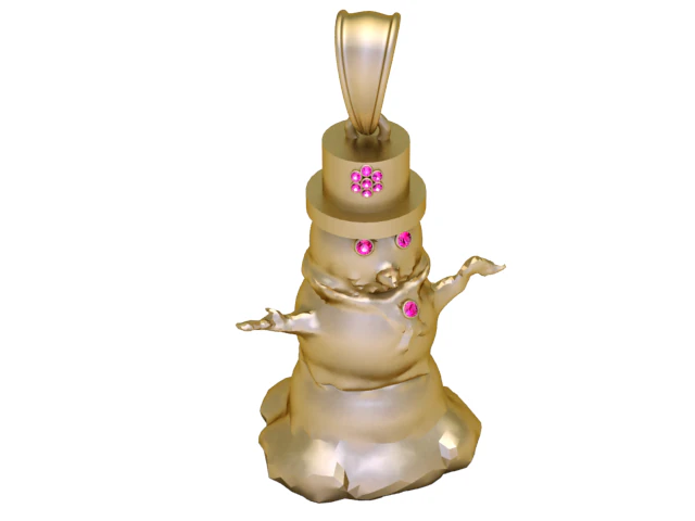 Golden Snowman Pendant 3D Print Model .c4d .max .obj .3ds .fbx .stl .blend 