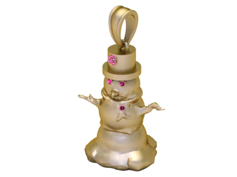 Golden Snowman Pendant 3D Print Model