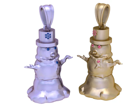 Golden Snowman Pendant 3D Print Model
