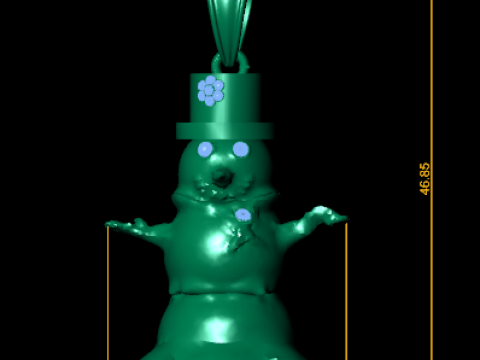Ciondolo pupazzo di neve dorato Modello di stampa 3D