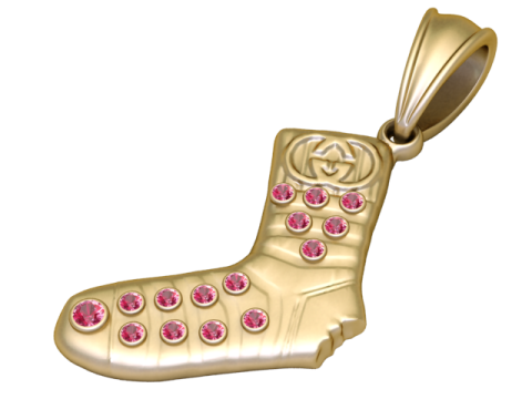 Gold Boxing Glove Pendant Pink Stone Edition 3D Print Model