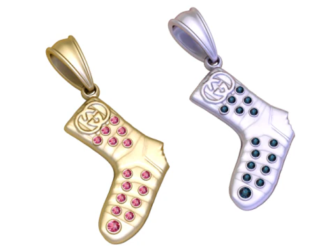 Gold Boxing Glove Pendant Pink Stone Edition 3D Print Model