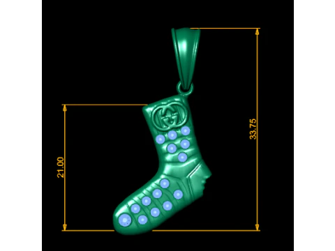 Gold Boxing Glove Pendant Pink Stone Edition 3D Print Model